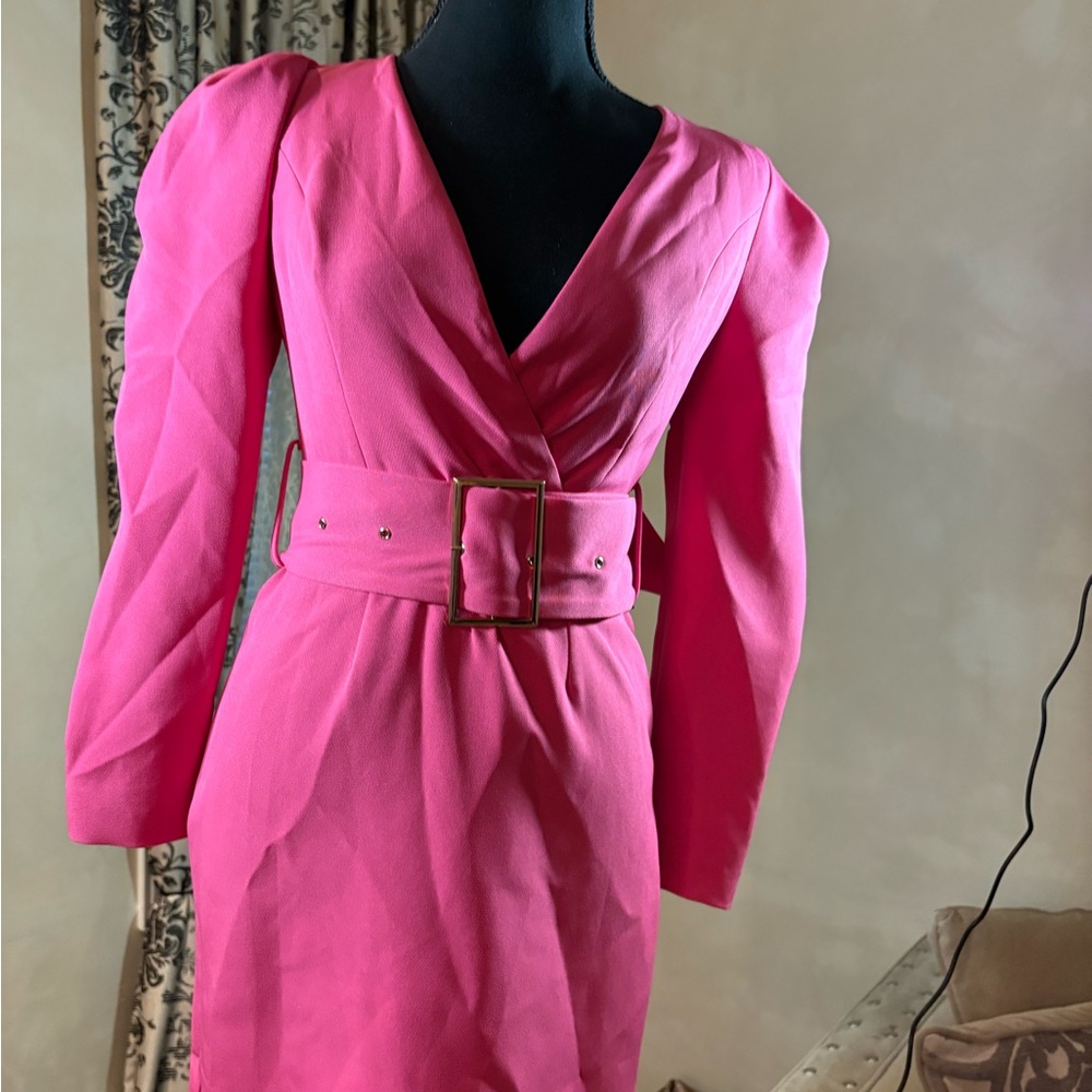 River Island Vibrant Pink Long Sleeve Dress